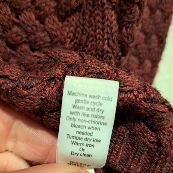 Athleta Chianti Marl Cypress Basketweave Wool Blend Pullover Sweater Burgundy S - Picture 5 of 10